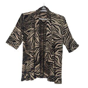 CHICO'S TRAVELERS, Brown acetate and spandex animal print blouse, for women.